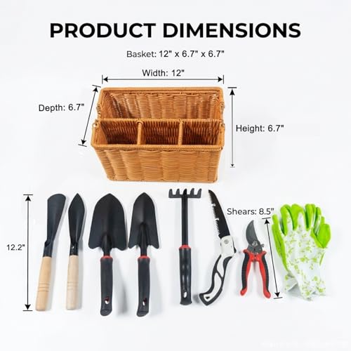 Set de herramientas para jardín, 9 piezas, acero miniatura 4