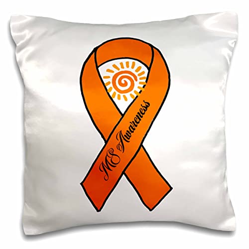 3dRose MS Support Orange Ribbon Sun Pillow Case 16x16