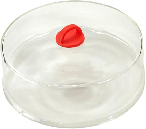 Cubierta alta para placa de vidrio de borosilicato templado para microondas con mango de silicona rojo de fácil agarre, alimentos al vapor sin