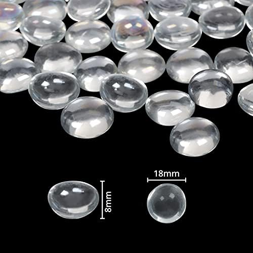 Belle Vous Clear Glass Pebbles - 2.25kg / 5lbs 18mm Flat Marble Bead Gemstones - Decorative Gems for Weddings/Party Table Scatter, Centrepiece Vase Filler Stones and Aquarium Décor