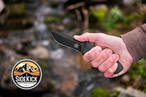 Off-Grid Knives SIDEKICK Compact Fixed Blade EDC Knife - Scout & Vertical Carry Kydex Sheath, Sandvik 14C28N Steel, Full Tang, G10 Grip - Perfect for Everyday Carry, Camping, Hiking, Fishing, Hunting & Boating (Blackout) - Image 3