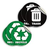 Recycle Sticker for Trash Can Bins, Sign Decal - 6 Pack 5 in - Premium Self-Adhesive Vinyl, Laminated for Weatherproof, UV Resistant, Encourage Recycling, Indoor and Outdoor.
