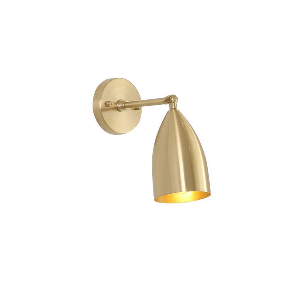 HPTHLY Wall Mounted Light Nordic Simple Brass Wall Lamp Aisle Wall Light Corridor Bedroom Bedside Lamp Mirror Headlight All Bronze Wall Lamp Reading Light