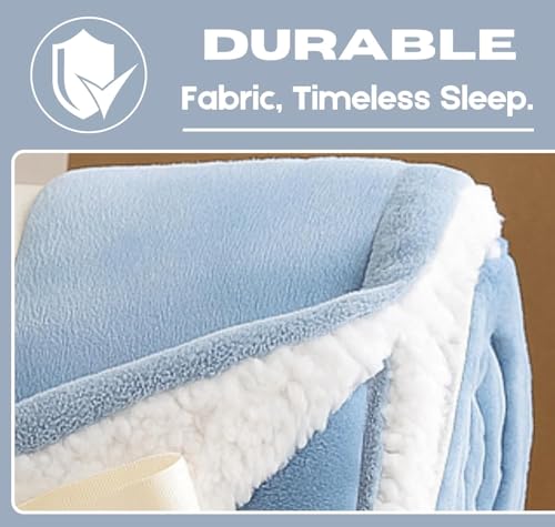 Image of VAS COLLECTIONS Baby Blanket Gift Set | 2-Layer Flannel & Sherpa Wrapping Sheet | Ultra Soft & Cozy | Newborn Boys & Girls | All-Season AC Blanket (130x105 cm, 800 g) (Gift Aqua, Baby (800g))