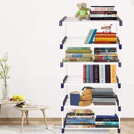 Novatic Heavy Duty Metal, Plastic Foldable Book Shelf 6 Layer Bookshelf for Home Library, Book Stand | Book Rack for Study Room | Book Stand Shelf | Metal Rack Open Display Rack Home Décor (Large)-picture-11