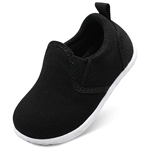 FEETCITY Unisex Baby First Walking Shoes Boys Girls Infant Sneakers Anti-Slip Newborn Crib Shoes 12-18 Months Infant Black Cover