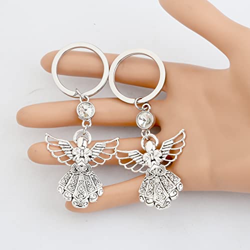 Image of FUSTMW Angel Keychain Guardian Angel Gifts Faith Gifts Prayer gifts Blessing Gifts Guardian Angel Charm Key Chain Gifts