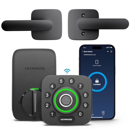 ULTRALOQ U-Bolt Pro WiFi Fingerprint Smart Lock with Handle, Remote Access