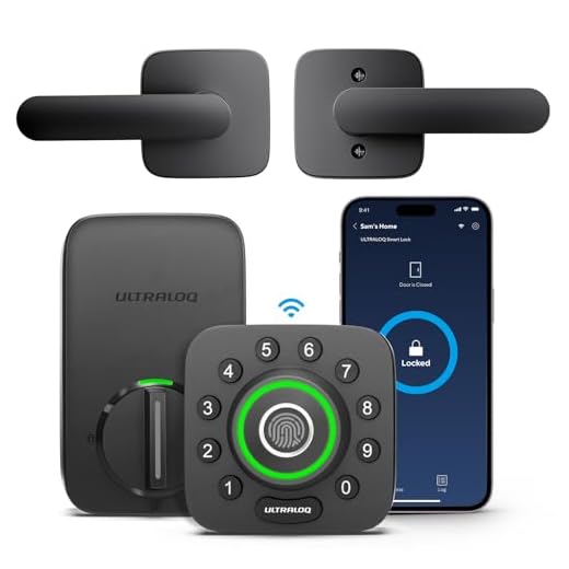ULTRALOQ Smart Locks for Front Door - U-Bolt Pro WiFi Smart Door Lock with Handle Set, Fingerprint Keyless Entry Door Lock with Door Sensor, Smart Exterior Front Door Lock Set, Built-in WiFi Deadbolt