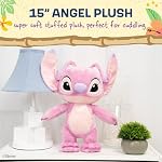 Jouet en peluche doux et câlin Lilo & Stitch Angel de Disney Kids Preferred pour garçons et filles tout-petits, cadeau pour enfants, ange rose de 16 pouces.