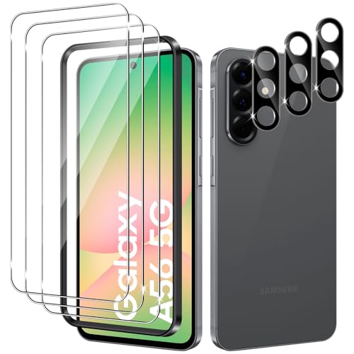 Yenwen Protector de Pantalla para Samsung Galaxy A56 5G, 3 Piezas Cristal Templado con 3 Piezas Protector de Lente de Cámara para Samsung A 56 5G, 9H Dureza Ultra Resistente Vidrio Templado