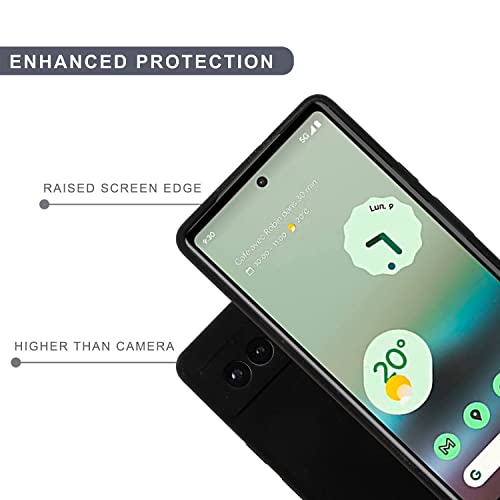 Image of SPRIG Compatible with Google Pixel 6A Phone Liquid Silicone Premium Back Cover Drop Tested Shock Proof Mobile Case for Men, Women, Boys and Girls with Camera Protection (Black)