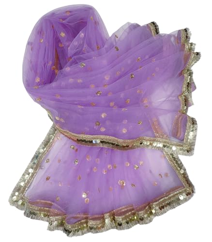Image of Navti Creations Women's Lightweight Net Dupatta With Sequence Embroidery & Kiran Border (Length 2.25m)