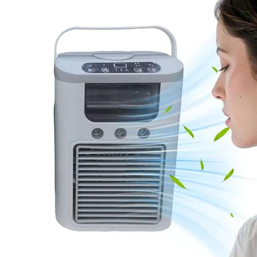 Klimaanlagenlüfter, Luftkühler mit Nebel, leise, mit wiederaufladbarem Akku, für warmes Wetter, innen und außen-8