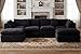 141'' Oversized Cloud Sectional Boneless Couch for Living Room, Modern Big Compressed U Shape Couch with 2 Ottoman 2 Throw Pillows, Comfy Chenille Deep Seat Memory Foam Spineless 6 Seater Sofa,Black
