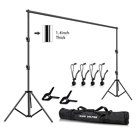Slow Dolphin Photo Video Studio 12ft (W) x 10ft (H) Heavy Duty Adjustable Photography Backdrop Stand Background Support System Kit with Carry Bag