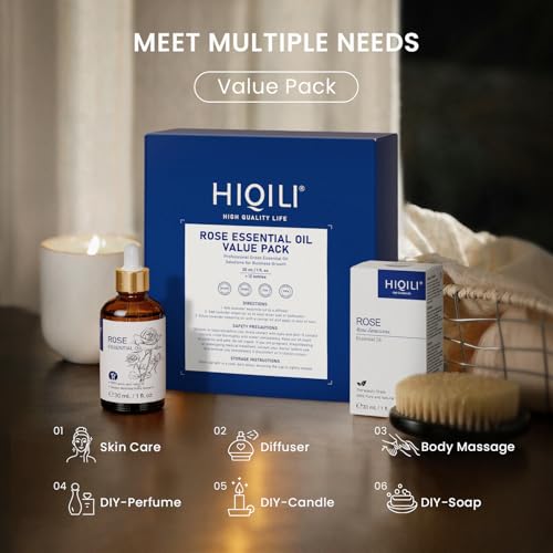 Image of HIQILI Rose Fragrance Oil Set, 12-Pack for Skin, Diffuser & DIY Use | Bulk Pack for Business & Holiday Gifting, Pet Safe & Long Lasting for DIY Candle & Soap Making - 30mL / 1.01 fl oz