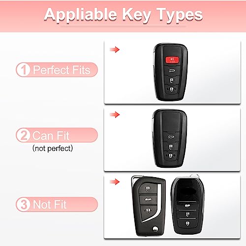 Image of Pangpai Pink Key Fob Cover for Toyota, Soft TPU Key Case Protection with Bling Keychain Fit for 2018-2022 Camry RAV4 Highlander Avalon C-HR Prius Corolla GT86 Smart Key Holder