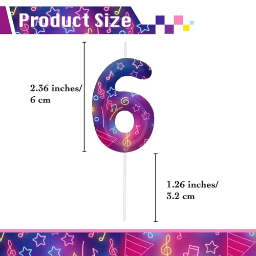 Image of Purple Number 6 Birthday Candles, Cartoon Themed Cupcake Toppers for Boys Girls Cake Decorations, Cake Toppers, Birthday Decorations Party Supplies, Number Candles for Party Decor