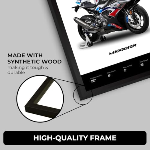 Image of BMW M1000RR Poster | Superbike BMW Framed Poster | Framed Matt Superbike | Bike Posters A3 Size (31 x 23 cm) | Motorrad Bikes Posters for Wall, Home, Bedroom, Living room decoration (F 021)