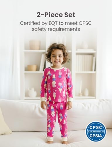 Image of PATPAT Bamboo Viscose Pajama Sets for Toddler Boys & Girls Baby Kids, Ultra-soft Snug fit Pjs Sleepers for Birthday Holiday