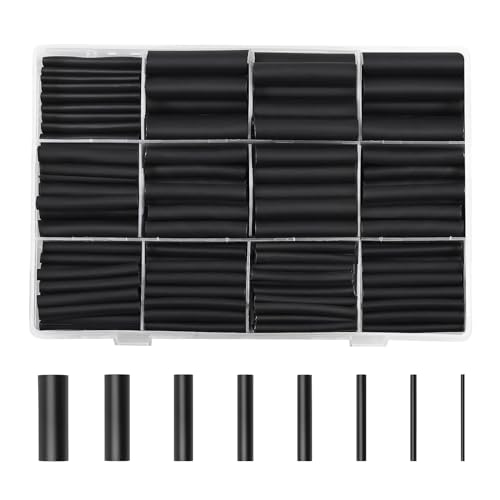 AiQInu 650 pezzi Kit Guaine Termorestringenti, Guaina Termorestringente, 2: 1 Tubo Termorestringente, Termorestringente Per Cavi Elettrici, Kit Tubo Termorestringente