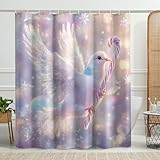 Duschvorhang-Set mit weihnachtlichen Tauben, bunt, Zuckerstange, Vogel, für Badezimmer, Urlaubsdekoration, festlich, modern, wasserdicht, Stoff, Duschvorhang-Set mit Haken, 183 x 183 cm