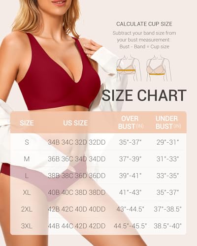 Image of Gailife Deep V Jelly Bras for Women No Underwire Wireless Seamless Push Up Bra Comfort Support Plunge Bralette Full Coverage