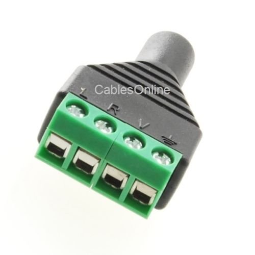 CablesOnline Jack 3.5mm Stereo TRRS Hembra a Terminal AV miniatura 3