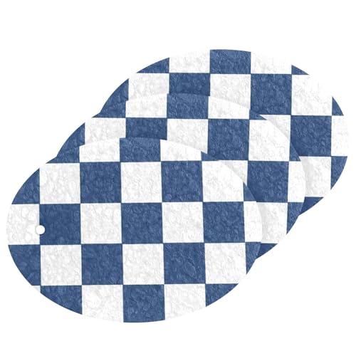 Esponjas grandes absorbentes de cuadros americanos blancos y azules para limpiar esponjas decorativas multiusos para lavar platos para limpiar sartenes de cocina, vajilla y utensilios de cocina