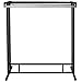 MyGift Black Stainless Steel Freestanding Garment Rack, Heavy Duty Double Rod Clothes Rack Clothing Hanger Stand with Storage Display Shelf