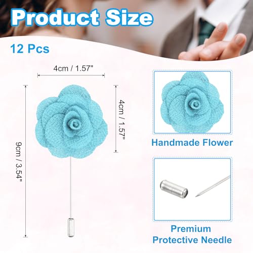Image of PATIKIL Flower Boutonnieres Pin, Handmade Camellia Lapel Pin for Men Women Suit Wedding Graduation Anniversary Brooch Outfit Accessories