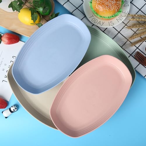 Image of Reusable Durable Lightweight Dinner Plates for Fruits, Snack, Pasta, Salad, Dessert, Cake, Salad, Fruit, Appetizer Dishwasher & Microwave Safe Dinnerware Sets (Blue, Pack of 6)