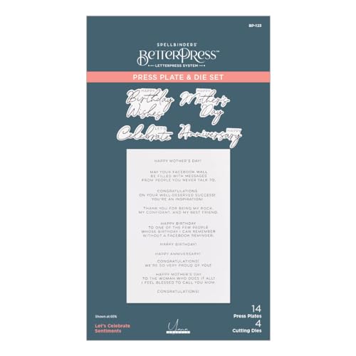 Plaque de presse en métal Spellbinders avec messages festifs pour gaufrage net