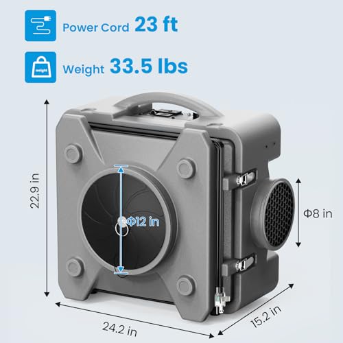 Image of CADPXS Shield-550 Air Scrubber 550 CFM for Interior Renovation, Grey