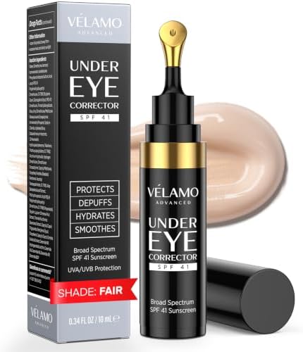 VELAMO ADVANCED Under Eye Corrector SPF 41(Fair): Under Eye Color Corrector for Dark Circles, Fine Lines & Puffiness - Hydrating Anti Aging Eye Cream with Ceramides Complex - 10mL