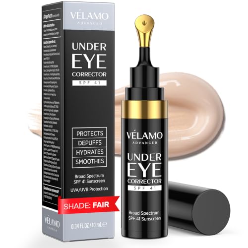 VELAMO ADVANCED Under Eye Corrector SPF 41(Fair): Under Eye Color Corrector for Dark Circles Fine Lines & Puffiness - Hydrating Anti Aging Eye Cream with Ceramides Complex - 10mL