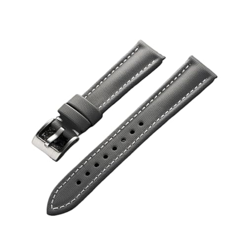 HMFang �h���Z�C���N���X�E�H�b�`�o���h �i�C�����L�����o�X�X�g���b�v 18/19/20/21/22mm(Gray-White,19MM_WITH BLACK BUCKLE)