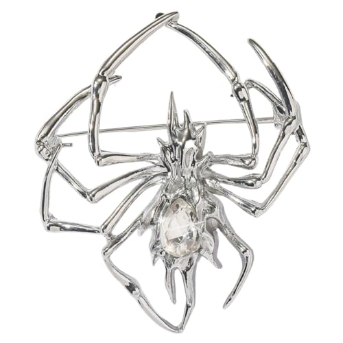 Image of Victorian Style Mother of Pearl Body and Micro Pave Spider Brooches Pins Silver Tone Goth Accessories Pins for Backpacks Aesthetic