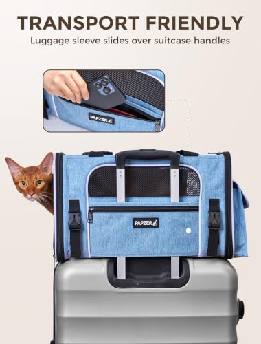 Soft Sided Pet Carrier, Travel Friendly, Small to Medium Cats 15 lbs | Seatbelt Buckles, Luggage Sleeve, Foldable Ventilated, Delta United American Airlines In-Cabin Under Seat Dog Crate Carry Bag - Image 4