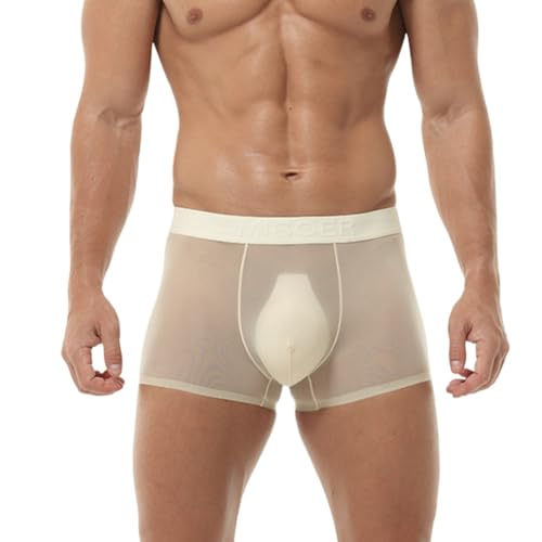Boxer transparent pour homme - Respirant - Ultra fin - En soie glacée - Invisible - Sous-vêtements d'été - Confortable - Élastique - Léger - Doux - Pour le sport et les loisirs, chair, XL