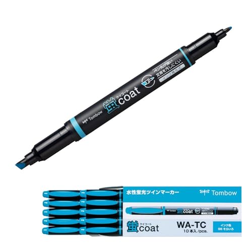 Amazon.co.jp: トンボ鉛筆 蛍光ペン 蛍コート 空色 10本 WA-TC96-10P