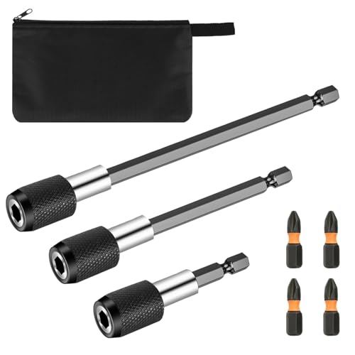 3 soportes de puntas magnéticos de 1/4 pulgadas, vástago hexagonal, soporte de puntas de cambio rápido, extensión de brocas, soporte para destornillador inalámbrico y taladro eléctrico (60/100/150 mm)