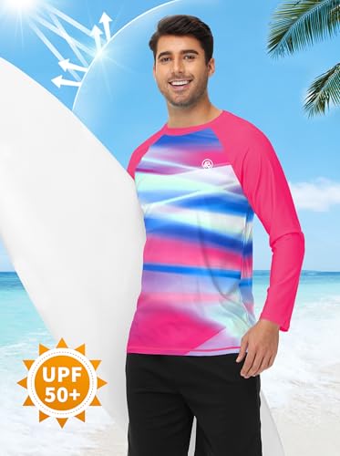 Image of AOBUTE Mens Long Sleeve Swim Shirt Quick Dry Sun Protection Rash Guard