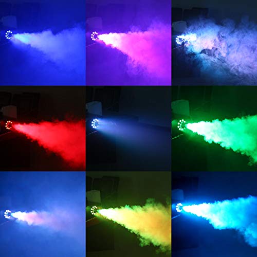 Tc-Home Stage Smoke Machine With Lights Halloween Fog Machine 1500W 2L 9 Led Stage Fogger Effect W/Remote Control #TOP1