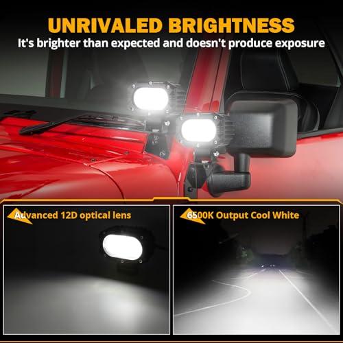 Image of Auxbeam 4 Inch R4 Series LED Square Pod Light, 60W White Driving Spot Beam | Hyper Spot Beam, 6000LM Output, Premium 5050 LED Chips, IP68 Rated, Plug & Play DT Harness, Built for Offroad Driving
