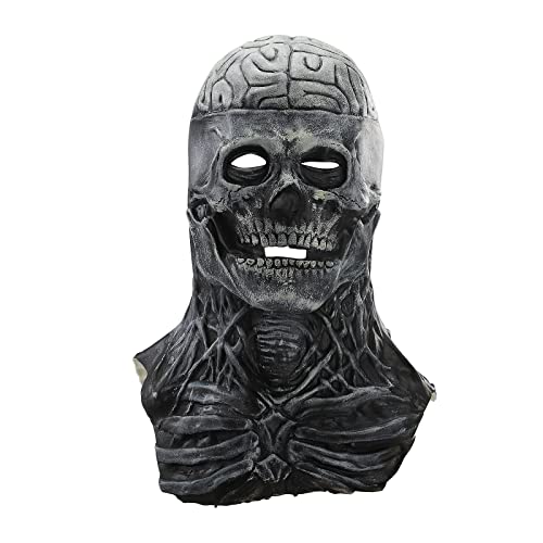 Timpfee Masque de tête de mort d'Halloween en latex pour homme - Costume de diable Herror Ghost Diable pour Halloween Cover