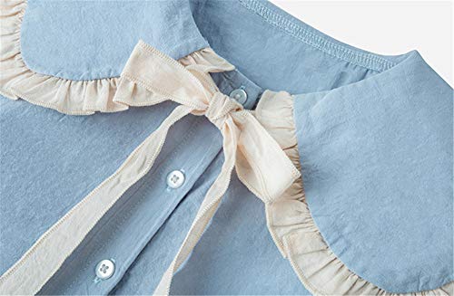 Image of Mud Kingdom Girls Blouse Shirts Spring Fall Long Sleeve Button-Down Top Ruffle Collar