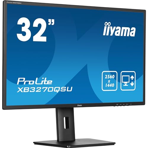 Iiyama Monitor Desktop Xb3270Qsu-B1, 31.5", Qhd Led, Ips, 2560 X 1440/100Hz, 1H1Dp, Has, Nero