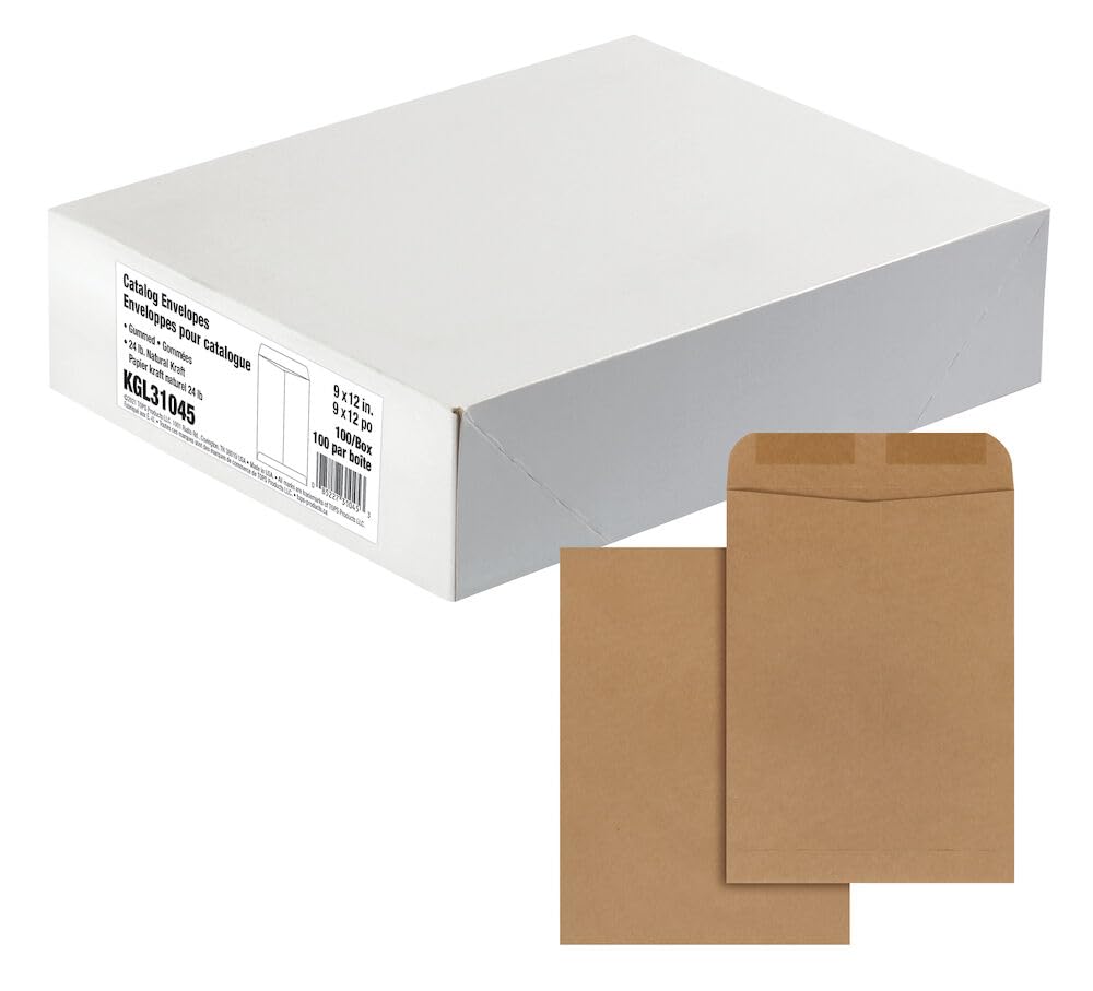 Quality Park Envelopes, 9 x 12 Inch Catalog Envelopes, Gummed Flap, 24 lb Natural Kraft, 100 Count - Ideal for Mailing and Storage image 5